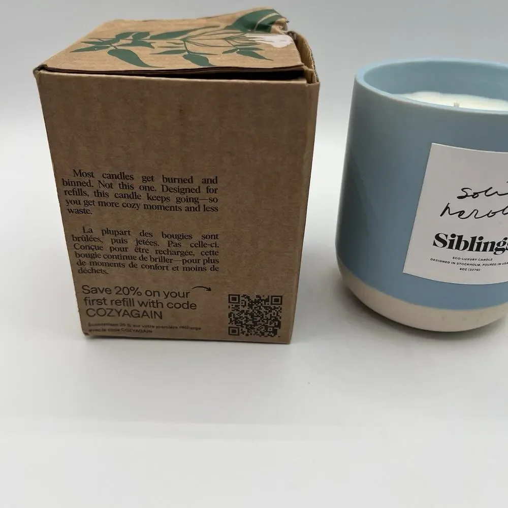 Siblings Limited Edition Soli Neroli Forever Candle Refillable USA 8oz NIB